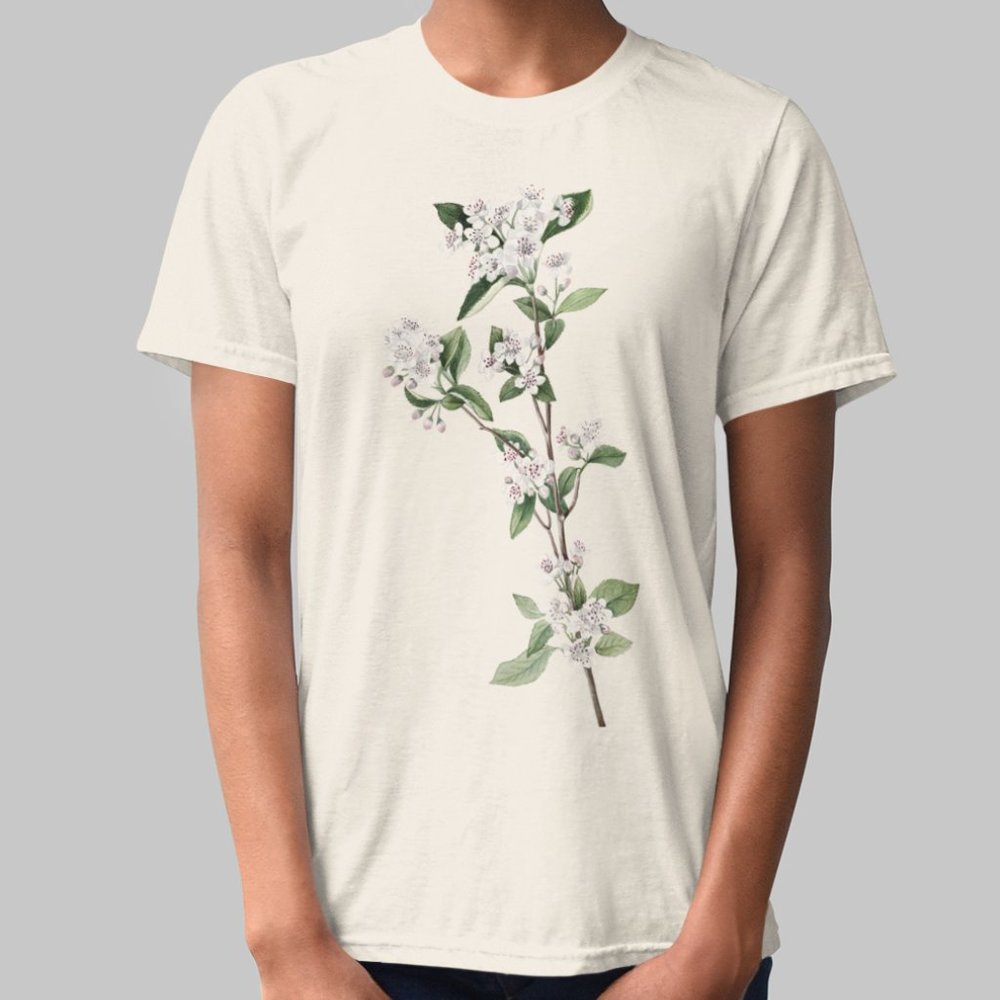 Red Chokeberry Vintage Floral Print Short Sleeve Graphic Tee T-shirt S M L XL
